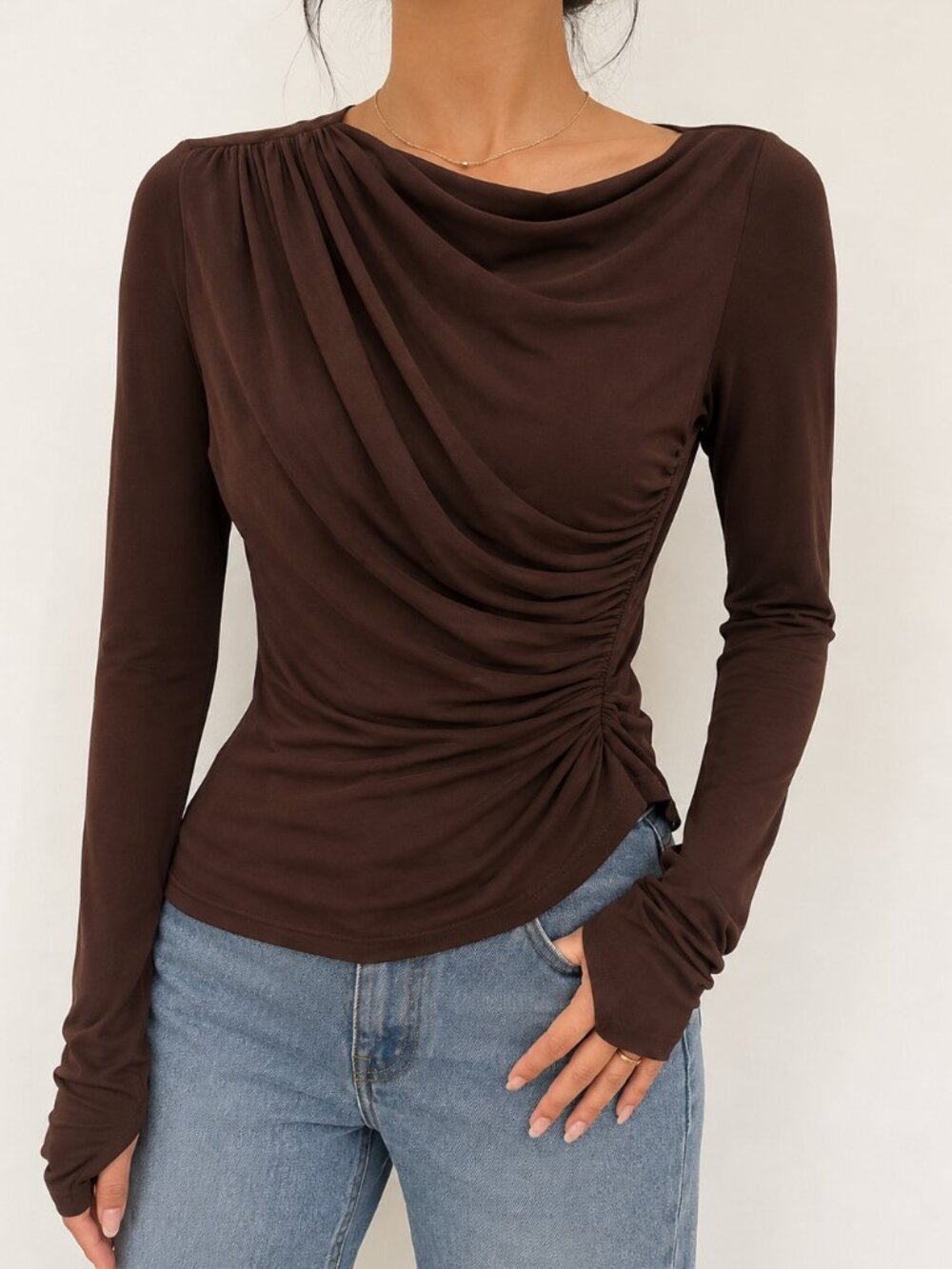 NWT L'Academie Tullah Top Chocolate Brown XXS Never Worn